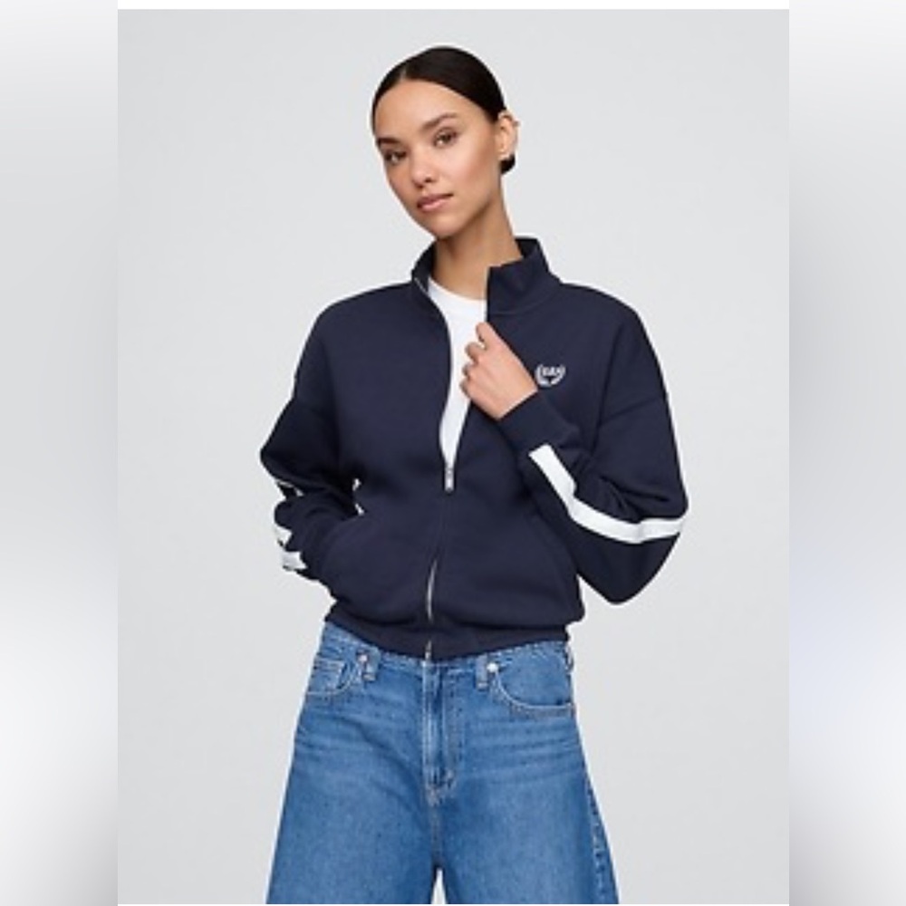 GAP VintageSoft Navy Track Jacket with White Accents